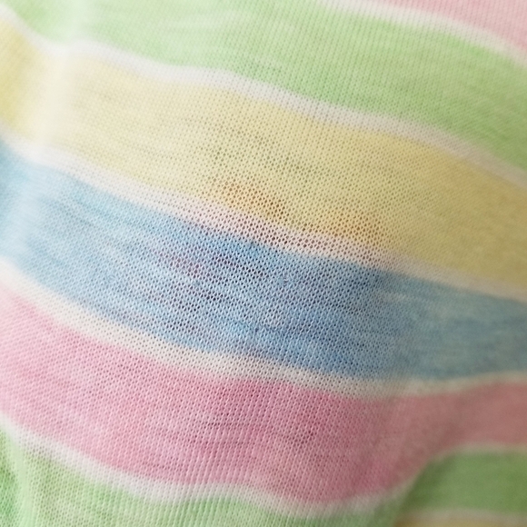 Unbranded Union Made Tank Tee Shirt Pastel Striped Vintage flawed - Picture 3 of 11